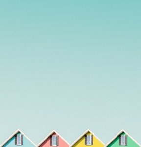 four colourful houses